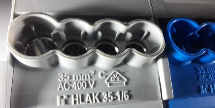Cleme de distributie derivatie pentru conexiuni monofazice 25mm²/35mm²/  Cu-Al montaj pe sina DIN 100A [9]
