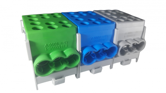 Cleme de distributie derivatie pentru conexiuni monofazice 25mm²/35mm² Cu-Al montaj pe sina DIN 100A [1]