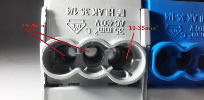 Cleme de distributie derivatie pentru conexiuni trifazice 25mm²/35mm² Cu-Al montaj pe sina DIN 100A 6 intrari per pol/clema [7]
