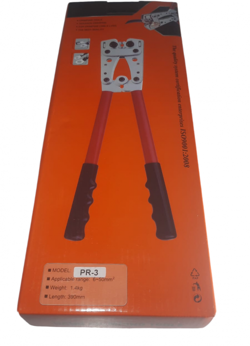 Cleste manual pentru sertizare papuci electrici 6-50mm² 390mm bacuri reglabile [8]