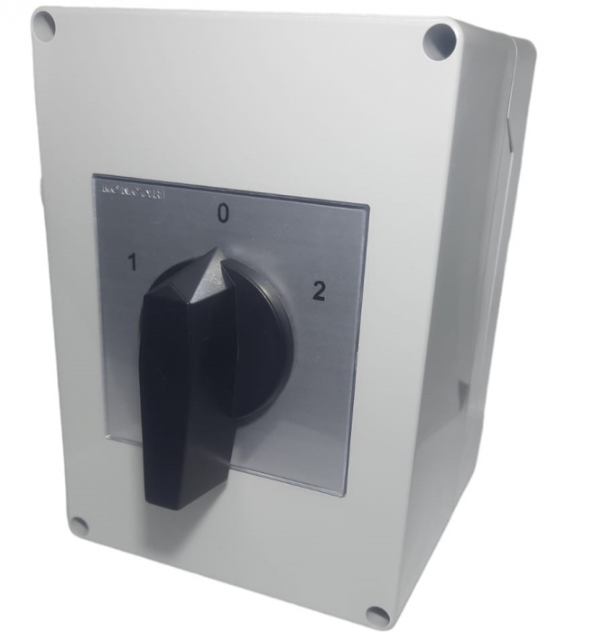 Comutator cu came 63A 18.5kW 3 poli 1-0-2 IP65 rotativ inchis comutator inversor motor trifazat in carcasa din plastic 125X175mm cu maner negru [6]