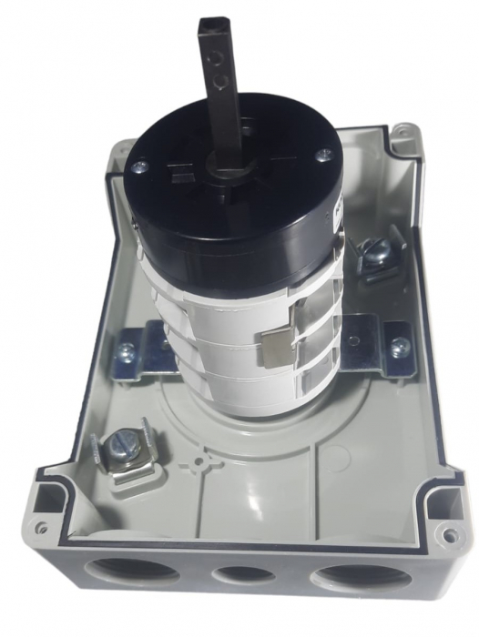 Comutator cu came 63A 18.5kW 3 poli 1-0-2 IP65 rotativ inchis comutator inversor motor trifazat in carcasa din plastic 125X175mm cu maner negru [8]