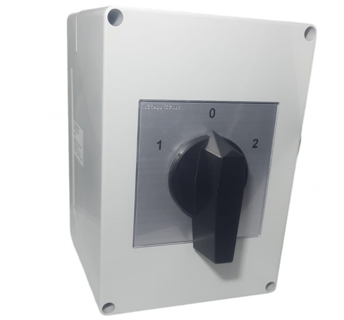 Comutator cu came 63A 18.5kW 3 poli 1-0-2 IP65 rotativ inchis comutator inversor motor trifazat in carcasa din plastic 125X175mm cu maner negru [4]