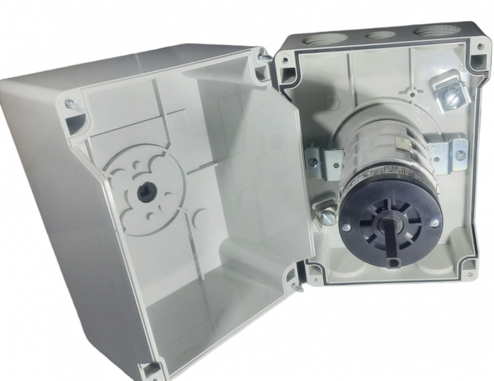 Comutator cu came 63A 18.5kW 3 poli 1-0-2 IP65 rotativ inchis comutator inversor motor trifazat in carcasa din plastic 125X175mm cu maner negru [9]