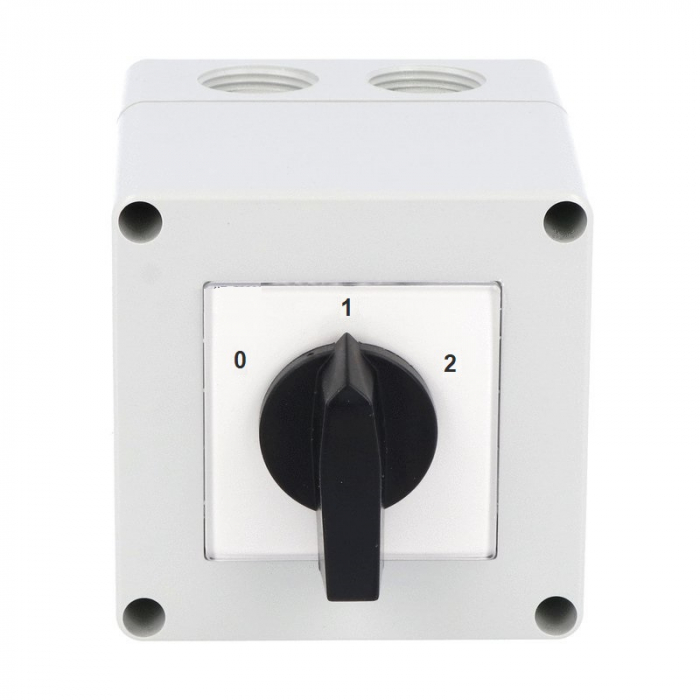 Comutator Dahlander 20A 5.5kW 3 poli 0-1-2 IP65 industrial cu came PACO rotativ 75x75mm [2]