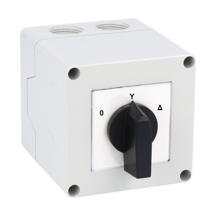 Comutator  stea-triunghi 12A 4kW 3 poli pornire motor industrial cu came PACO rotativ IP54 65x65mm [1]