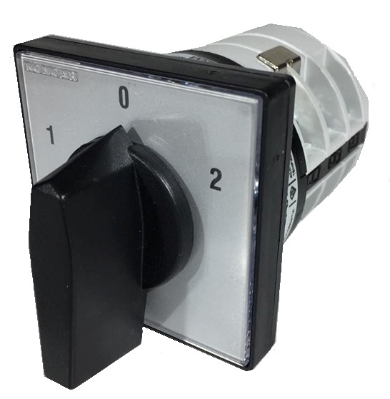 Comutator 32A 11kW 3 poli 1-0-2 IP40 rotativ inversor de sens motor  65x65mm [1]
