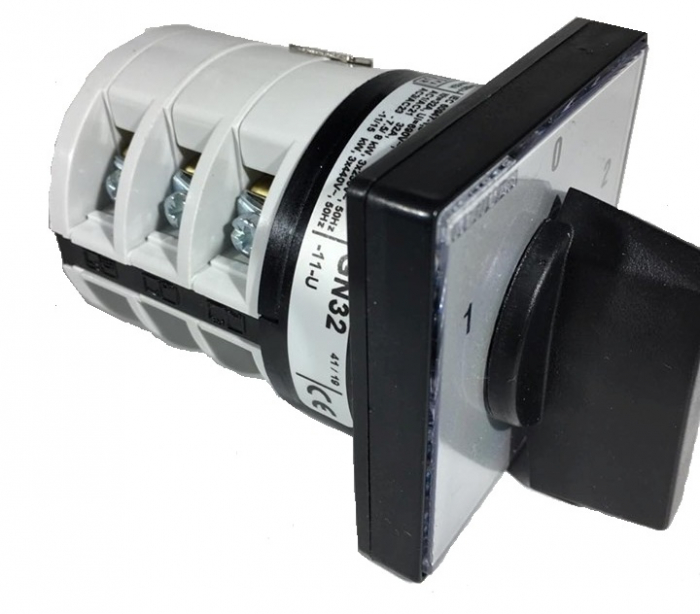 Comutator 32A 11kW 3 poli 1-0-2 IP40 rotativ inversor de sens motor  65x65mm [3]