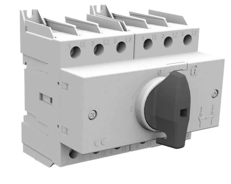 Comutator sursa 3x125A 3 poli 125A 1-0-2  rotativ modular montare pe sina [1]