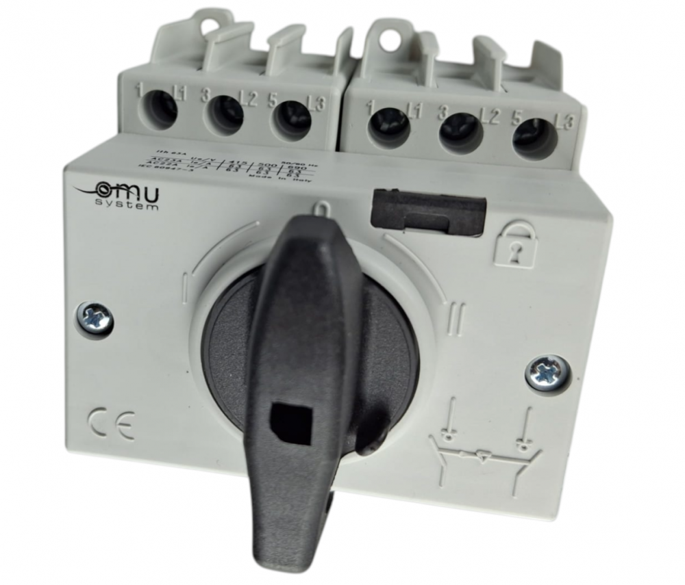 Comutator sursa 3x63A 3 poli 63A 1-0-2 rotativ modular  montare pe sina [7]