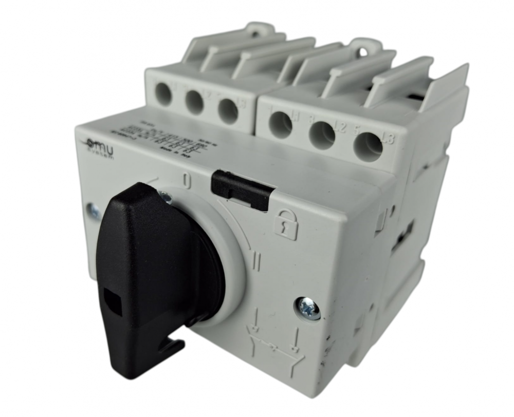 Comutator sursa 3x63A 3 poli 63A 1-0-2 rotativ modular  montare pe sina [8]