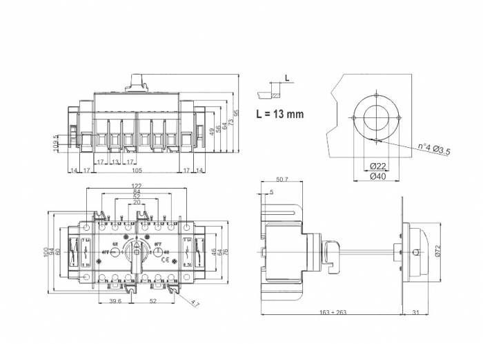 Comutator sursa 3x100A 3 poli 100A 1-0-2 rotativ modular montare pe sina [3]