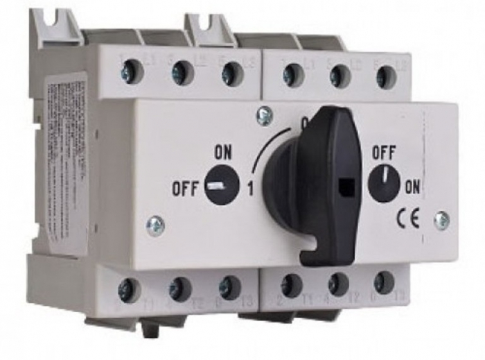 Comutator sursa 3x125A 3 poli 125A 1-0-2  rotativ modular montare pe sina [2]
