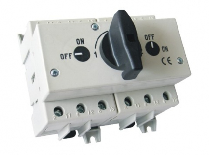 Comutator sursa 3x125A 3 poli 125A 1-0-2  rotativ modular montare pe sina [1]