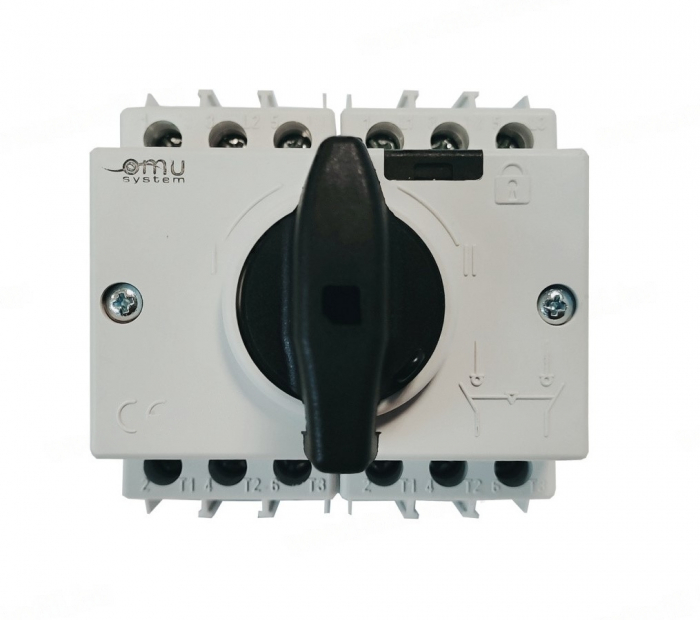 Comutator sursa 3x63A 3 poli 63A 1-0-2 rotativ modular  montare pe sina [3]