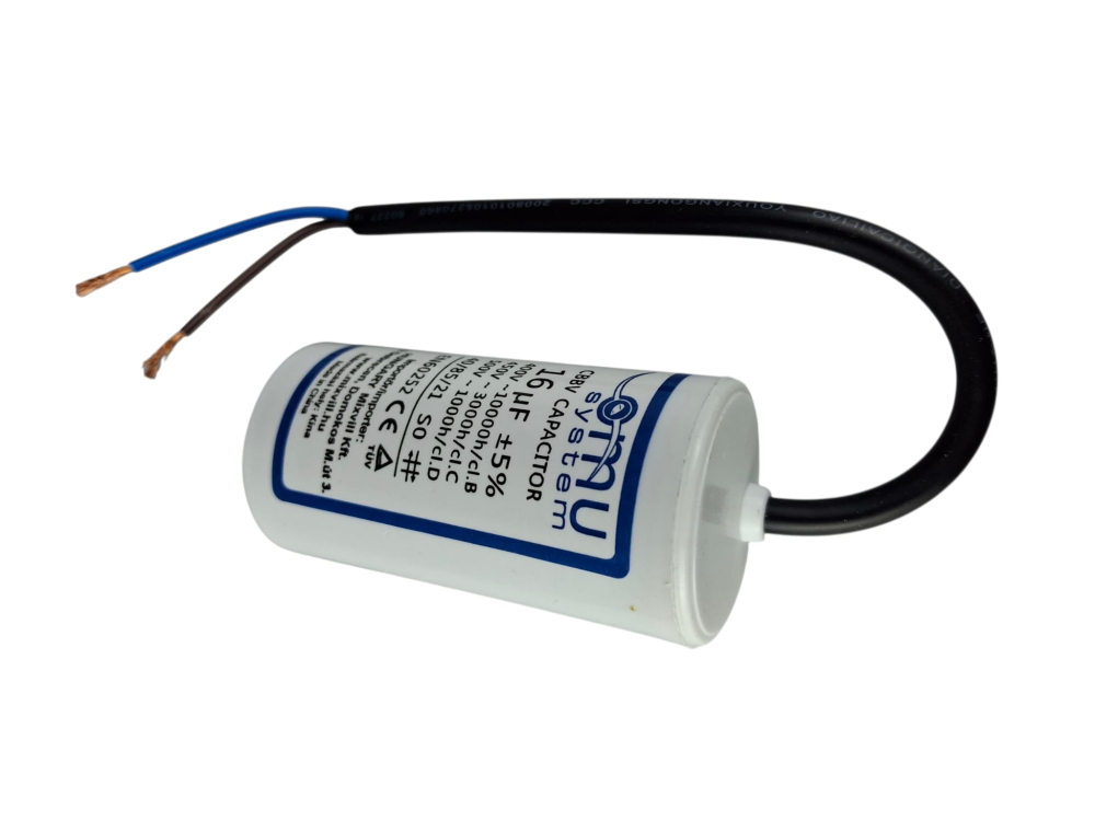 Condensator de operare 16μF 450V AC cu cablu șurub M8 cu piulita fir de 20cm [2]