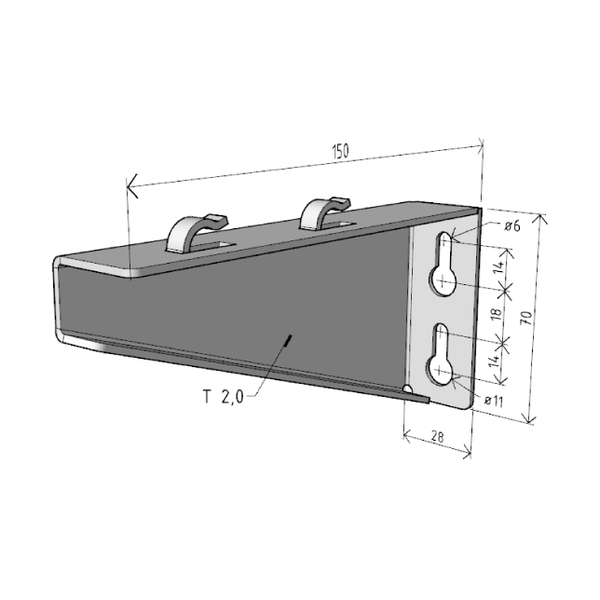 Consola 150x70mm electro-galvanizata suport pentru prindere canal cablu din sarma mesh 100mm sau 50mm [2]