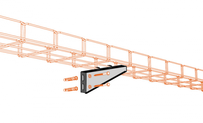 Consolă 200x70mm NZM200 electro-galvanizată suport pentru prindere canal cablu din sârmă mesh 200mm, susținere maxim 100 kg [3]