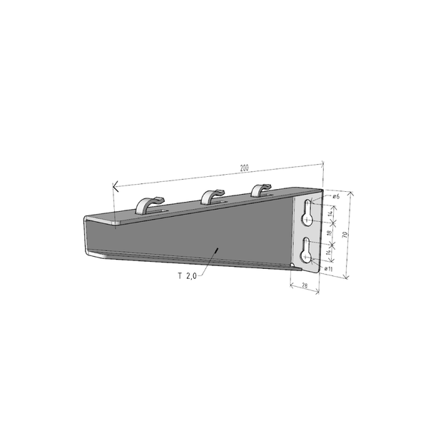 Consolă 200x70mm NZM200 electro-galvanizată suport pentru prindere canal cablu din sârmă mesh 200mm, susținere maxim 100 kg [2]