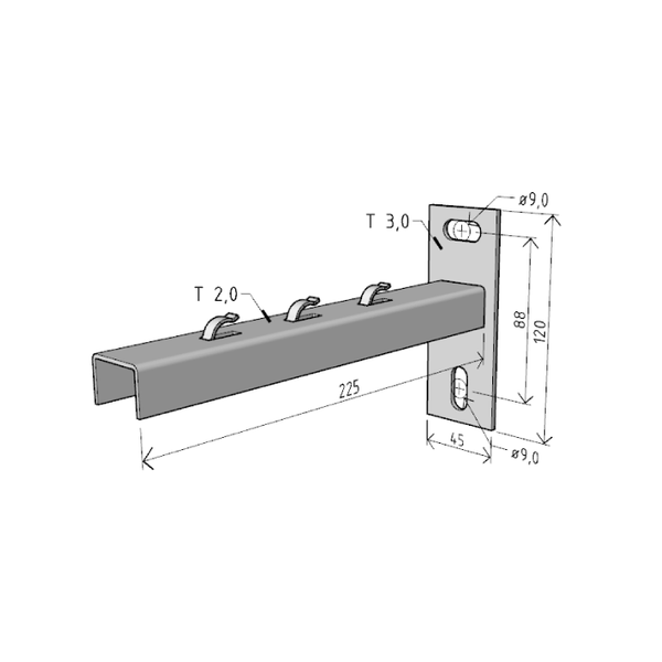 Consola 225x120mm NPZM200 electro-galvanizata suport pentru prindere canal cablu din sarma mesh 200mm, susținere maxim 85 kg [4]