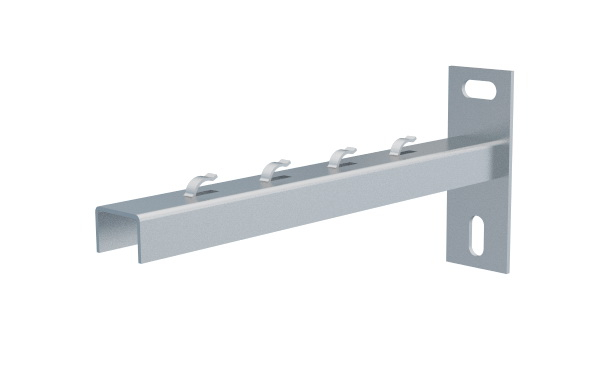 Consola 270x120mm NPZM250 electro-galvanizata suport pentru prindere canal cablu din sarma mesh 250mm, susținere maxim 82 kg [1]