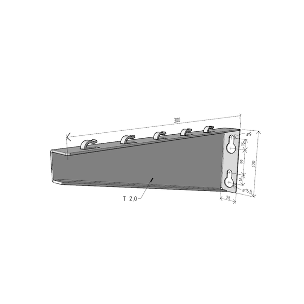 Consolă 300x100mm NZM300 electro-galvanizată suport pentru prindere canal cablu din sârmă mesh 300mm, susținere maxim 120 kg [2]