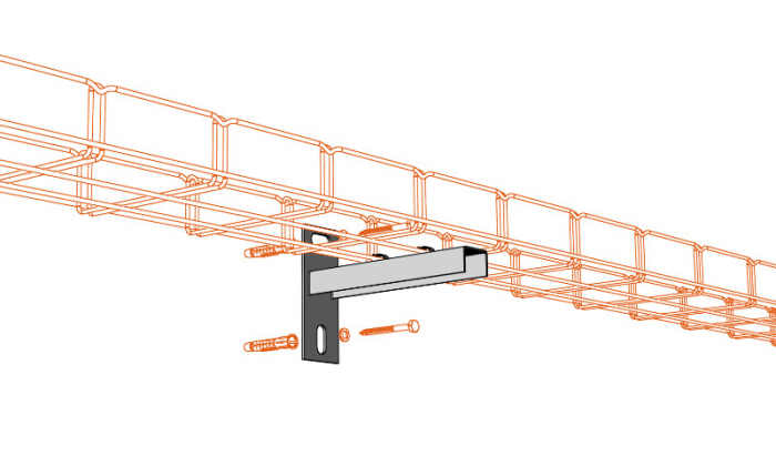 Consola 325x120mm NPZM300 electro-galvanizata suport pentru prindere canal cablu din sarma mesh 300mm, susținere maxim 80 kg [3]