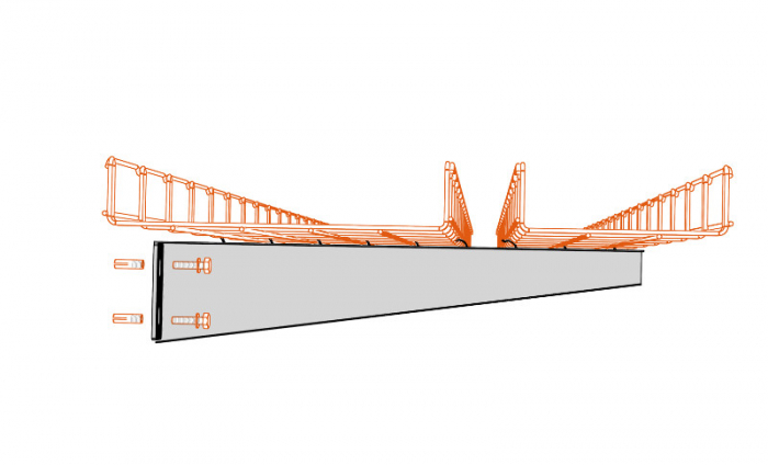 Consolă 500x105mm NZM500 electro-galvanizată suport pentru prindere canal cablu din sârmă mesh 400mm, susținere maxim 150 kg [5]