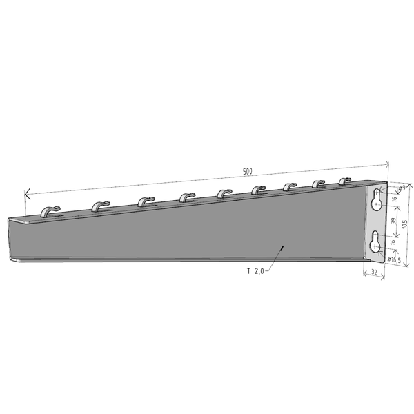 Consolă 500x105mm NZM500 electro-galvanizată suport pentru prindere canal cablu din sârmă mesh 400mm, susținere maxim 150 kg [2]