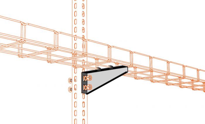 Consolă 500x105mm NZM500 electro-galvanizată suport pentru prindere canal cablu din sârmă mesh 400mm, susținere maxim 150 kg [4]