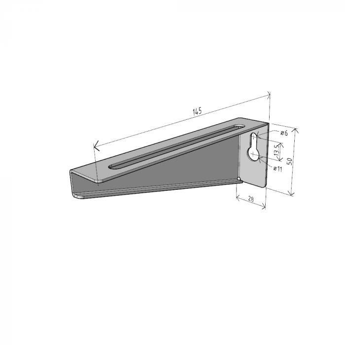 Consolă universală 145x50mm NZMU100 electro-galvanizată suport pentru prindere canal cablu din sârmă mesh, susținere maxim 40 kg [2]
