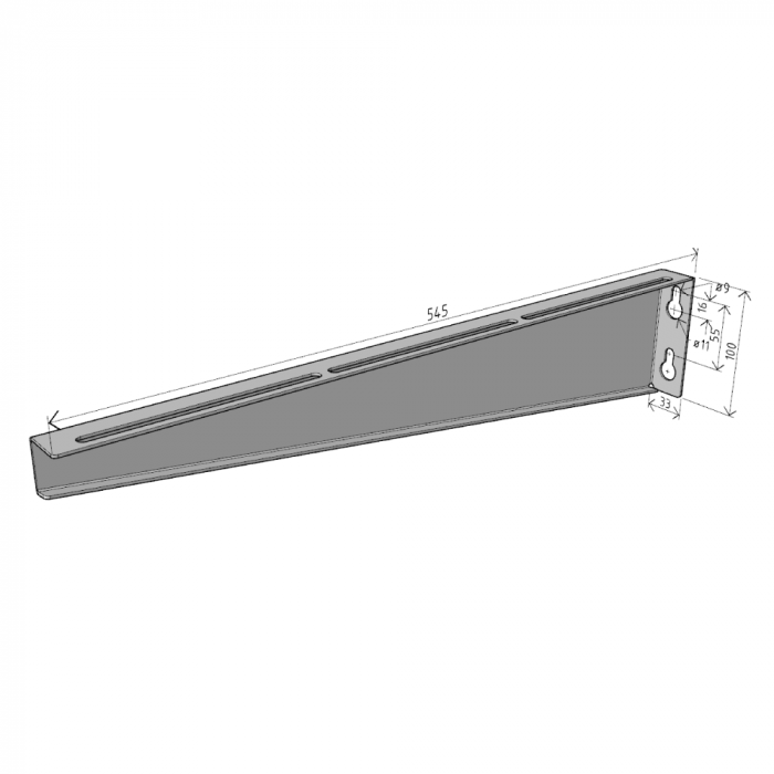 Consolă universală 545x100mm NZMU500 electro-galvanizată suport pentru prindere canal cablu, susținere maxim 120 kg [2]