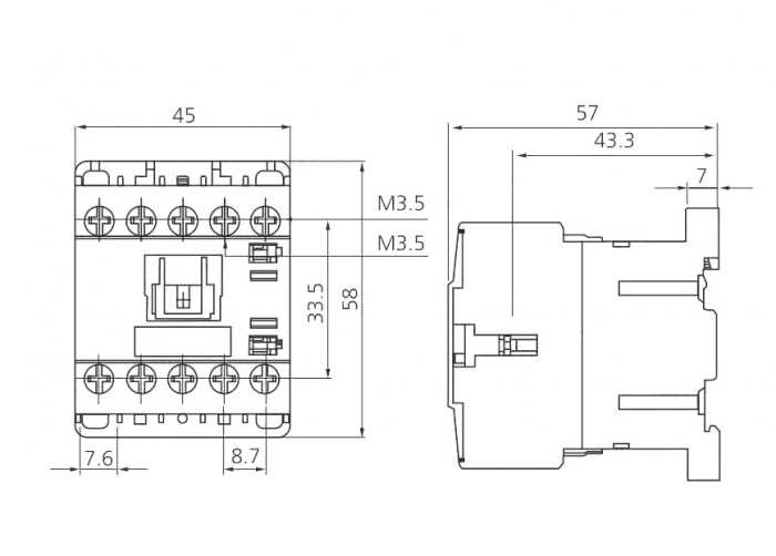 Contactor mini 12A cu 3 poli alimentare bobina 230V AC + 1 contact NO [4]