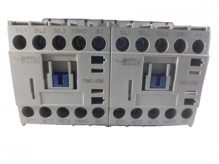 Contactor mini reversibil 12A alimentare bobina la 400V AC 3 poli + 2 contacte normal deschise NO [3]
