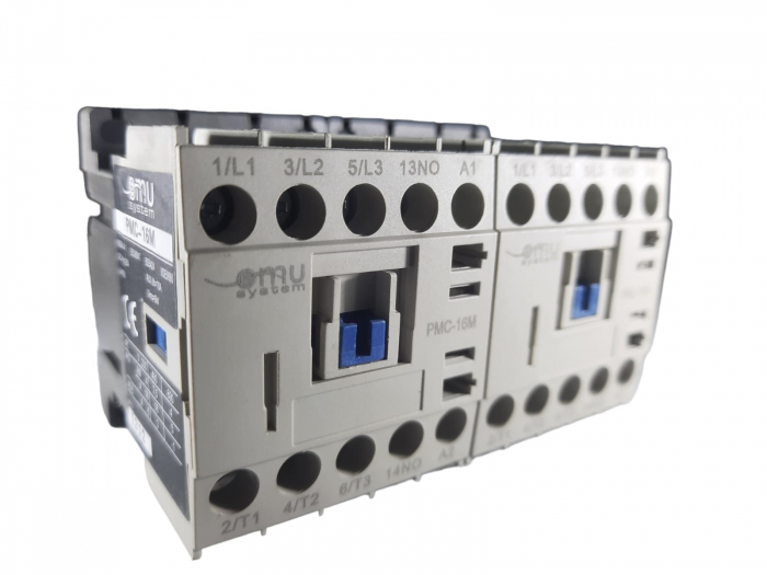 Contactor mini reversibil 9A alimentare bobina la 230V AC 3 poli + 2 contacte normal deschise NO [2]