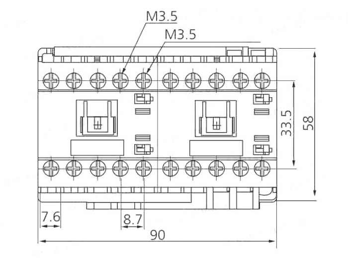 Contactor mini reversibil 9A alimentare bobina la 230V AC 3 poli + 2 contacte normal deschise NO [8]