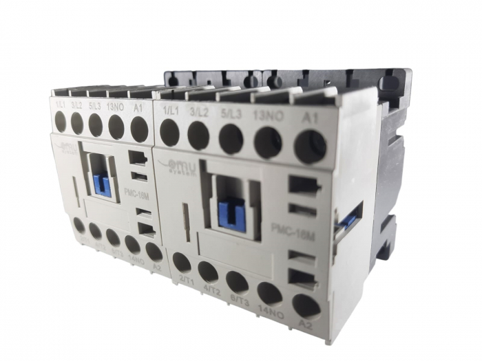 Contactor mini reversibil 9A alimentare bobina la 230V AC 3 poli + 2 contacte normal deschise NO [1]