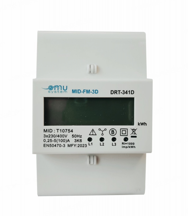 Contor digital de consum trifazic 3x100A  IP51 cu montaj pe sina 4 module [2]