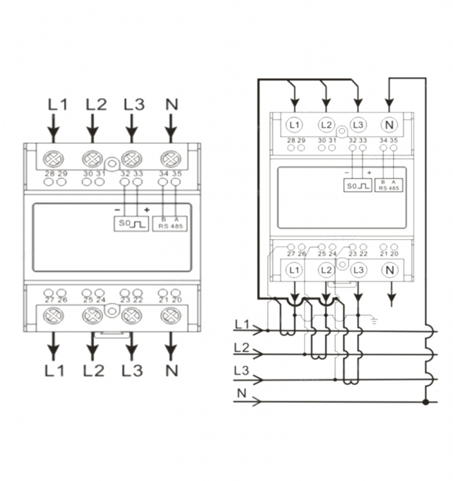 Contor digital de consum trifazic cu transformator de curent masurare indirecta 6A 4 module [2]