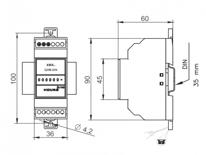 Contor ore de functionare cu montaj pe sina DIN 90-264V IP40 [3]