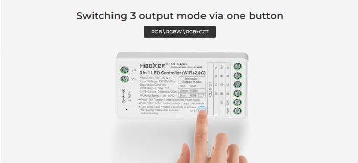 Controler de zonă cu LED Mi-Light MiBoxer Group Control 3 în 1 Tuya Wi-fi DIM+RGB RGBW RGB+CCT FUT037W+ [7]