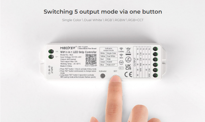 Controler de zonă Mi-Light WL5 MiBoxer Group Control 5 în 1 Wi-Fi DIM+WW+CW/RGB/RGBW/RGB+CCT [7]