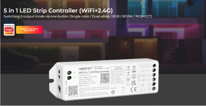 Controler de zonă Mi-Light WL5 MiBoxer Group Control 5 în 1 Wi-Fi DIM+WW+CW/RGB/RGBW/RGB+CCT [5]
