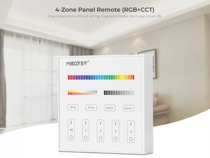 Controler Mi-Light B4 MiBoxer Group Control grup zonă, control telecomandă albă de perete DIM+RGB+CCT [6]