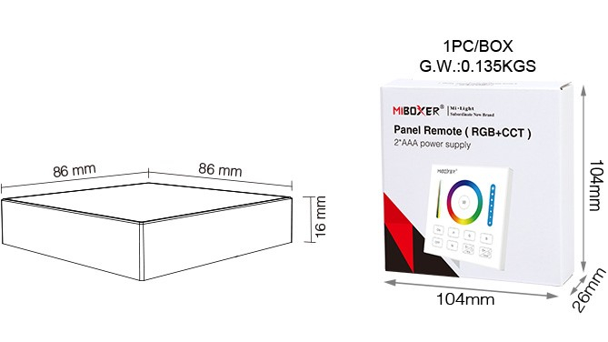 Controler Mi-Light MiBoxer Group Control grup perete telecomandă neagră DIM+RGB+CCT B0-B [4]
