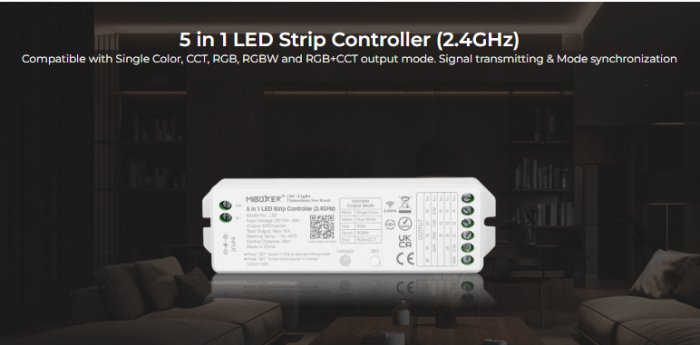 Controller banda led Mi-Light LS2 MiBoxer 5 în 1 (2,4 GHz), control de zonă 15A maxim 30m [5]