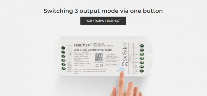 Controller de zonă Mi-Light MiBoxer Group Control 3 în 1 DIM+RGB/RGBW/RGBWW 10A FUT037P+ [9]
