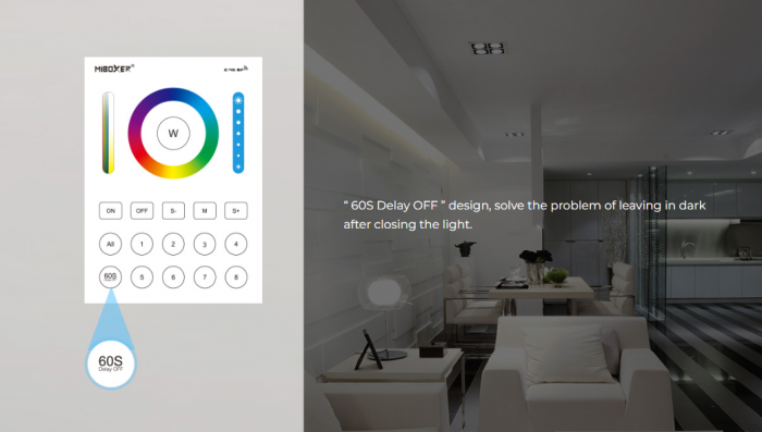 Controller Mi-Light B8 Miboxer Group Control luminozitate, telecomandă cu 8 zone montată pe perete, controler alb pentru temperatura culorii DIM+RGB+CCT [7]