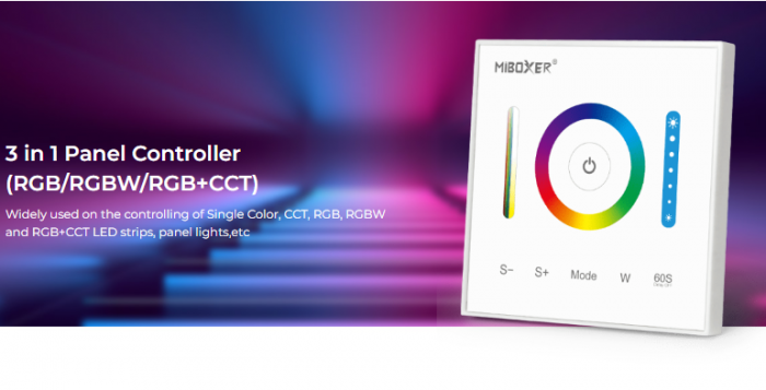 Controller Mi-Light P3 MiBoxer LED Panou alb de perete 2 în 1 Benzi LED dimabil RGB/RGBW/RGB+CCT, IC cu ecran tactil capacitiv de înaltă precizie [4]