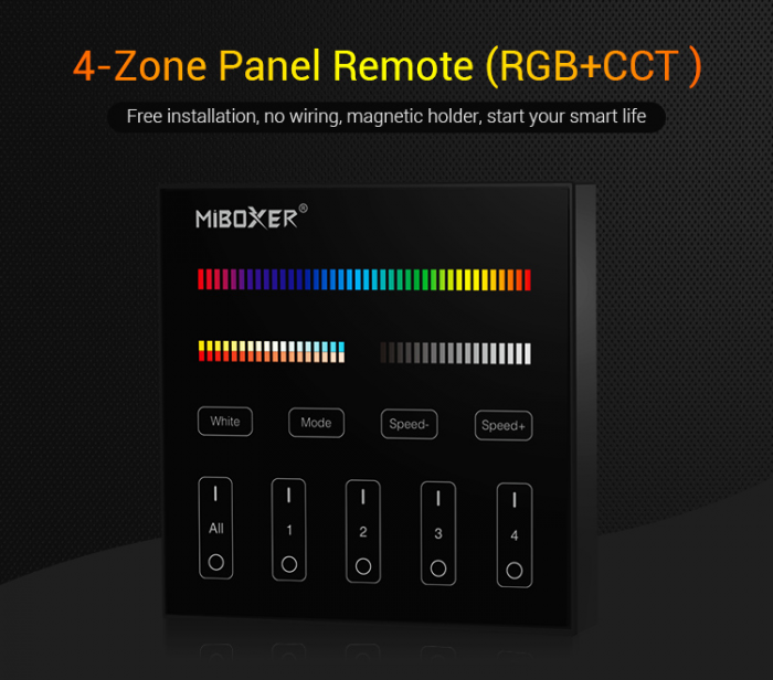 Controller negru Mi-Light B4B MiBoxer Group Control telecomanda de perete,DIM+RGB+CCT [4]